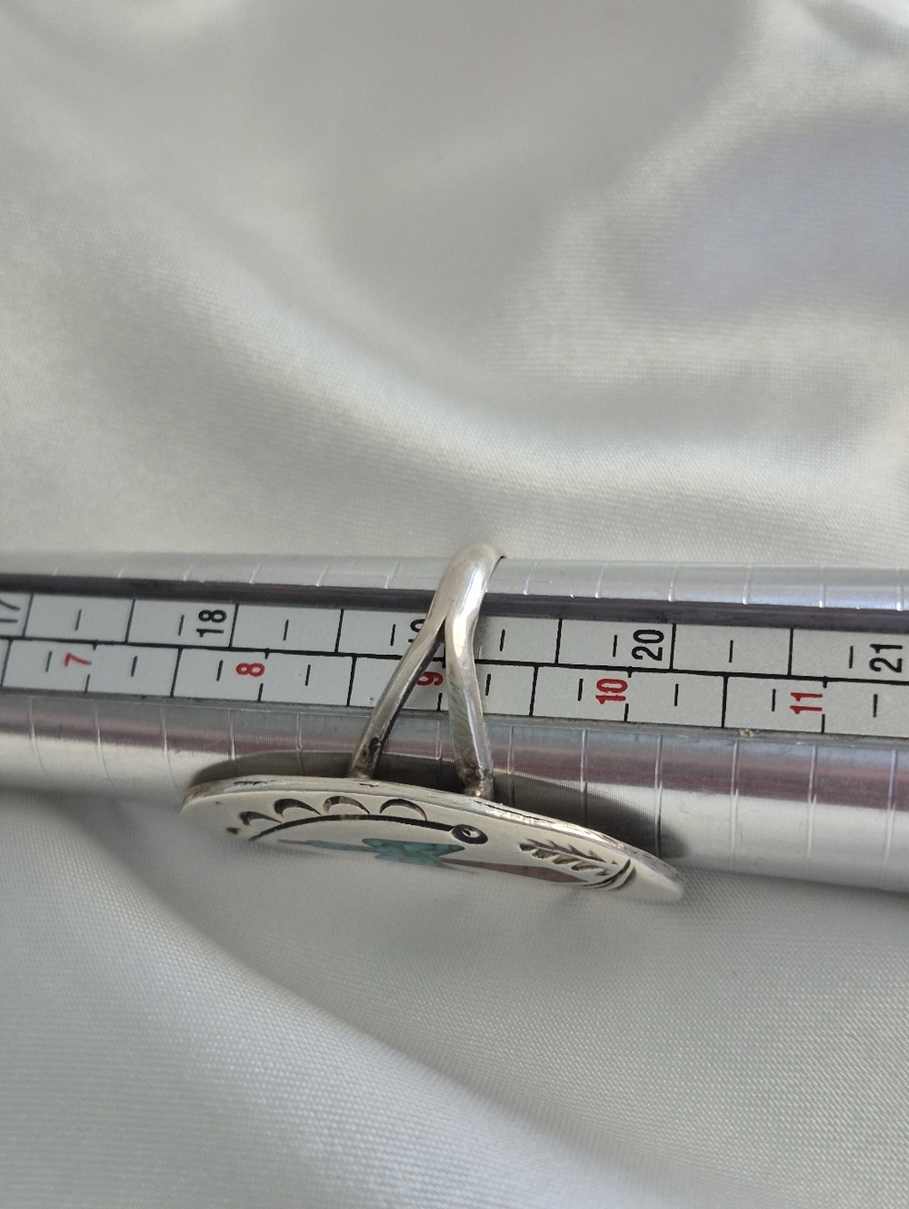 Sterling Silver Turquoise Inlay Thunderbird Ring - Picture 9 of 9